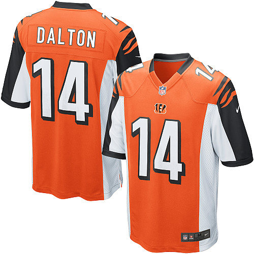 Men's Game Andy Dalton Nike Jersey Orange Alternate - #14 NFL Cincinnati Bengals